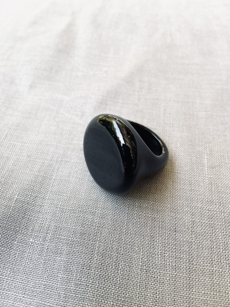 238112 Black Agate natural ring
