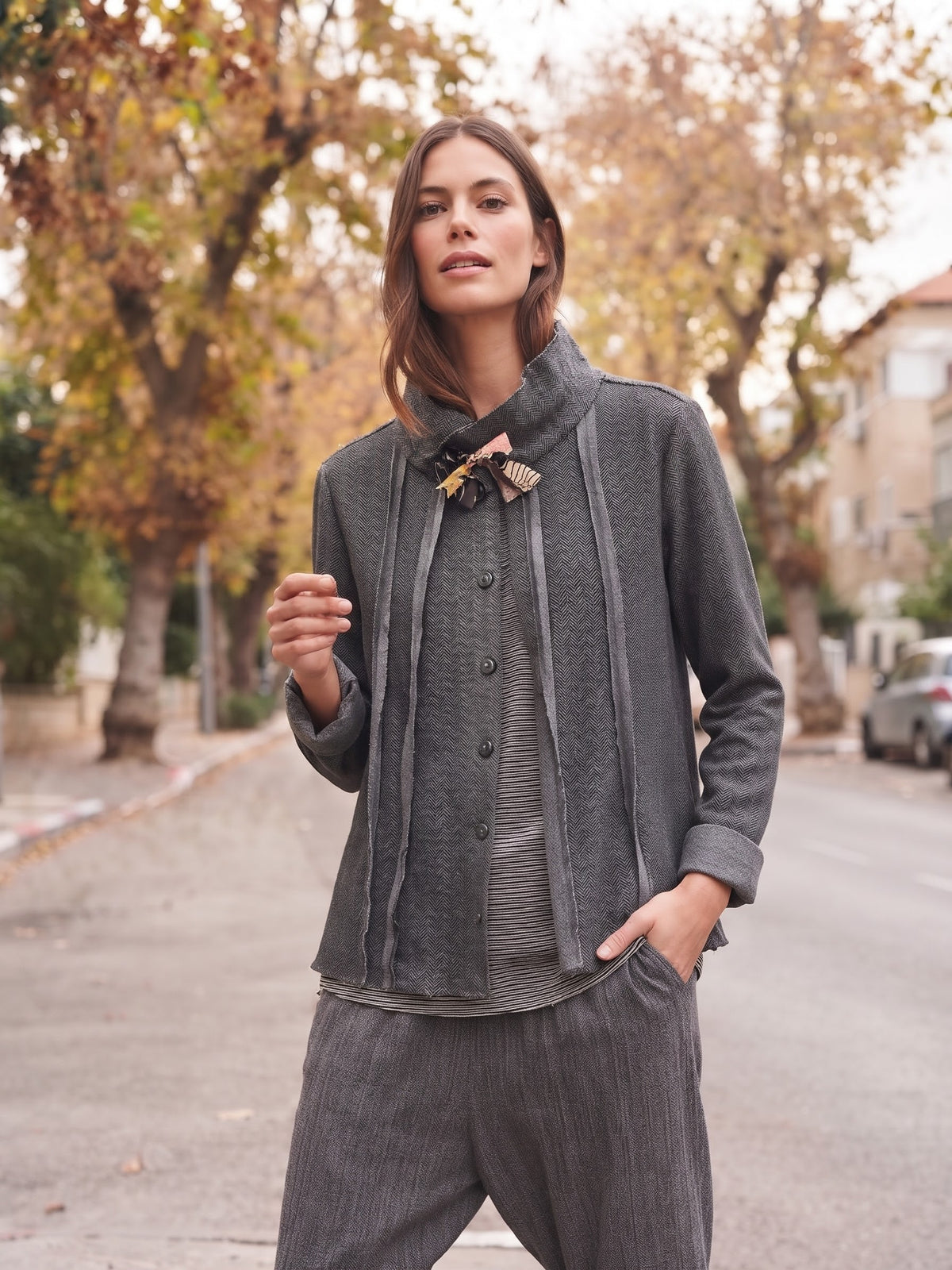  Pura rustic paneled knit sweater|Bring texture artistry to your wardrobe