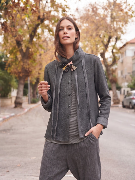  Pura rustic paneled knit sweater|Bring texture artistry to your wardrobe
