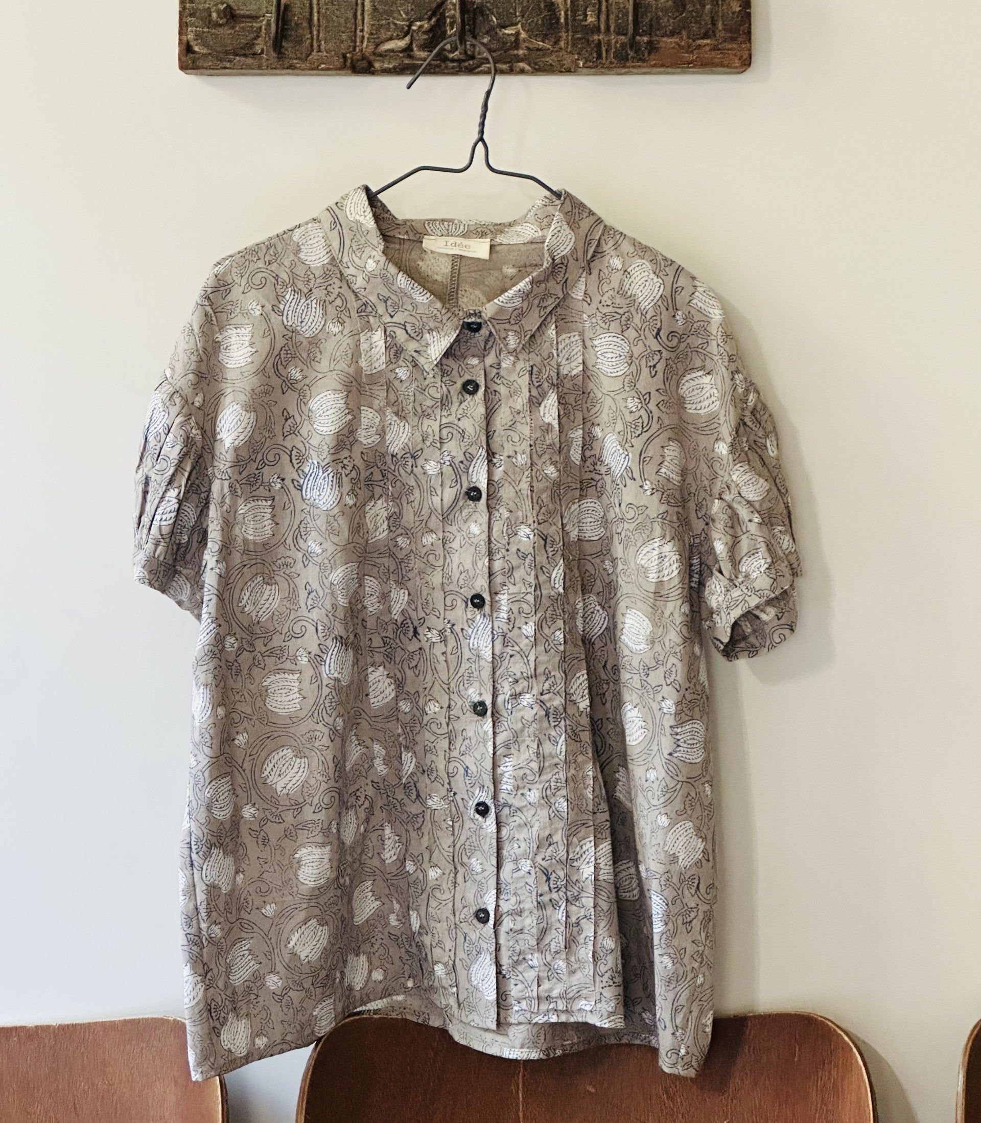 Cindy cotton blouse| buttoned down shirt with distressed ribbon detailing.