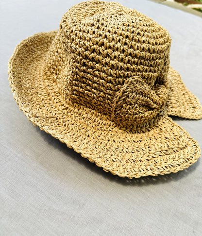 248112 straw bow tie hat
