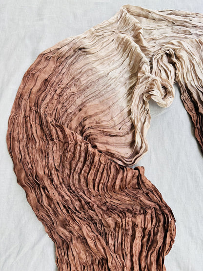 New! 258103 Pleated degrade silk shawl