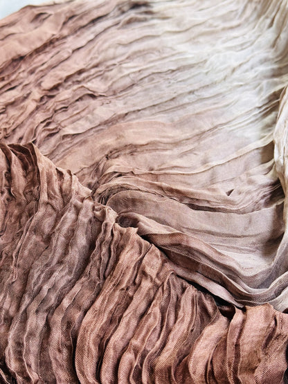 New! 258103 Pleated degrade silk shawl